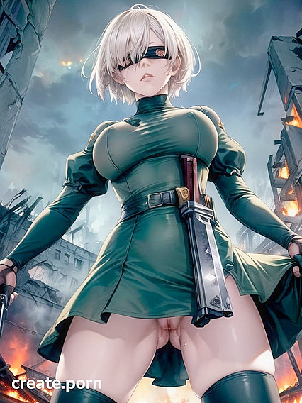 Girl 18+ Carries Weapons Through Abandoned City in Wild Wilderness Hentai AI Image