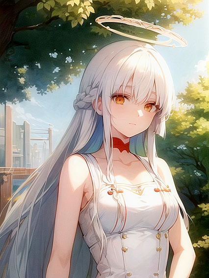 Red Halo Bangs Girl 18+ in Seductive Sunglasses Tops Intense Hentai AI Image