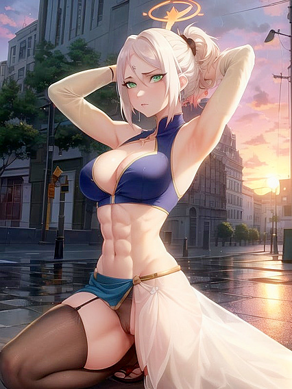 Hentai Porn Featuring White-Haired Beauty with Small Braids and Bangs