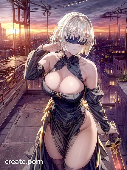 Sword-Wielding Girl 18+ with Short White Hair in High-Res Hentai AI Image