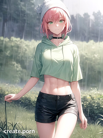 Freckled Girl 18+ in Green Clothing and XL Hoodie Explodes in hentai Pleasure