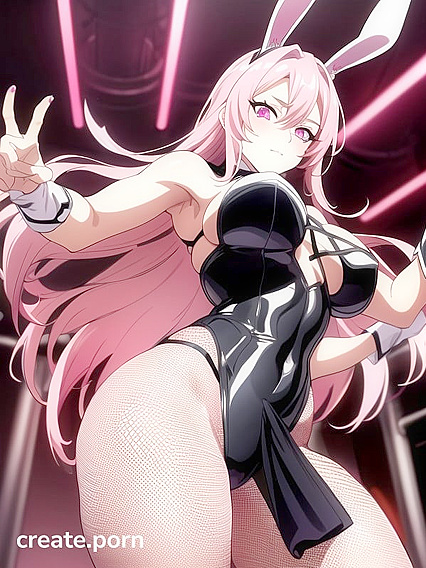 Pink Bunny Suit Strip Dance Turns into steamy Hentai AI Image