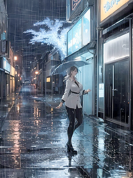Neon-Drenched Rainy Night in the City - Erotic Dancing Under Urban Lights