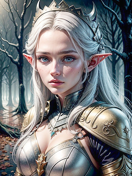Elf Queen in Plate Armor Leads Her Army to Pleasure in Intense Hentai AI Image