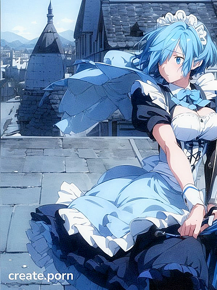 Rezero's Blushing Beauty with Sky Blue Hair Teased in Seductive Hentai AI Image