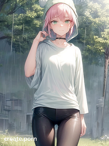 Freckled Beauty in Extra Large Hoodie and Green Outfit Takes On Hentai Desires