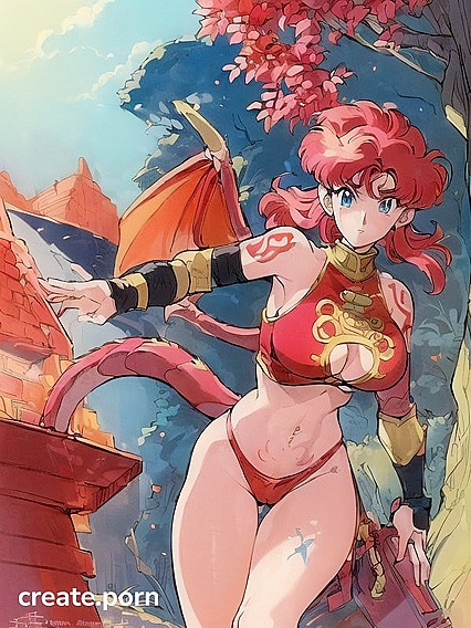 Dragon-Winged Beauty with Dragon Tail in Steamy Anime Hentai AI Image
