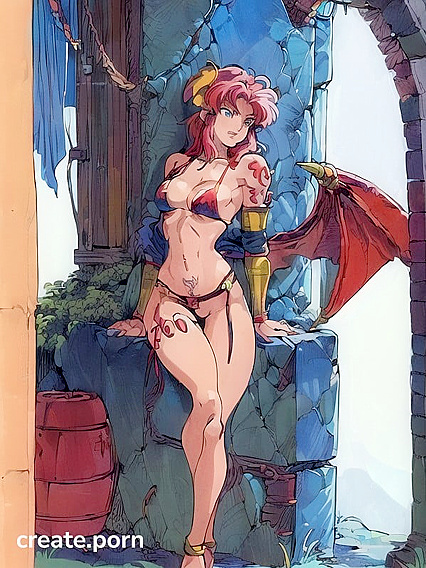 Blue Bikini Armored Babe with Dragon Wings and Rune Tattoos in Steamy Hentai AI Image