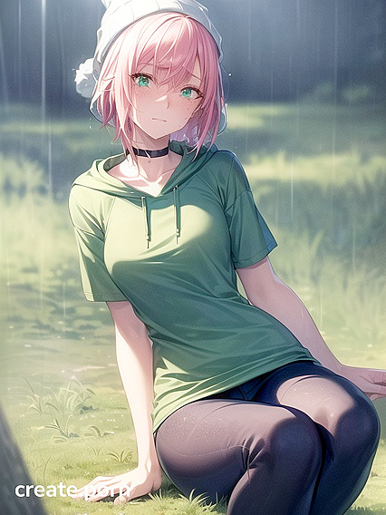 Freckled Beauty in Green Clothes and XL Hoodie Enjoying Hentai Pleasure
