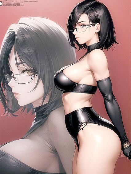 Seductive Adventurer in Dim Lighting Teases with Black Lace Bra in Hentai AI Image