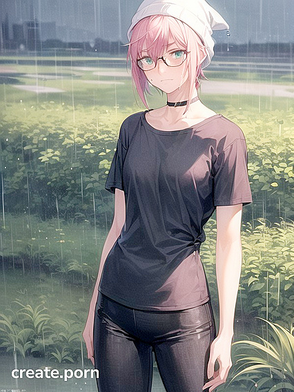 Freckled Beauty in Extra Large Green Hoodie Seduces in Hentai AI Image