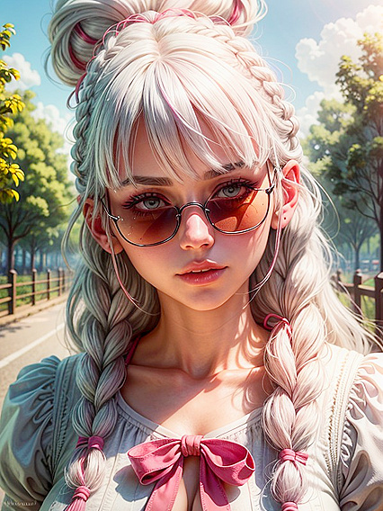 White-Haired Beauty with Sunglasses and Tiny 18+ Braid Enjoys Sensual Hentai Pleasure