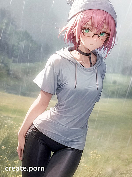 Freckled Girl 18+ in Oversized Hoodie and Green Outfit Gets Naughty in Hentai AI Image