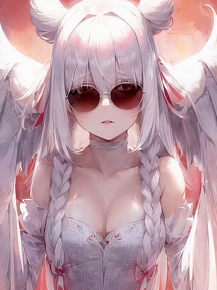 Girl 18+ with Pink Ribbon, Bangs, and Small Braid Seduces in Hentai AI Image