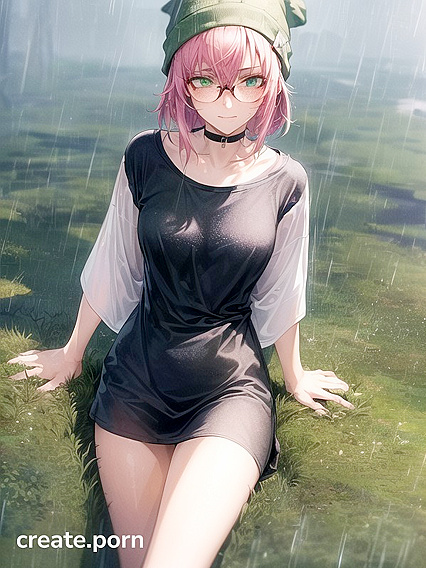 Freckled Beauty in Green Hoodie Seduces in Steamy Hentai AI Image