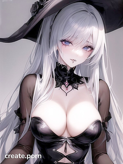 Goth Girl 18+ in Lacey Witch Costume with Smudged Makeup Performs Blowjob