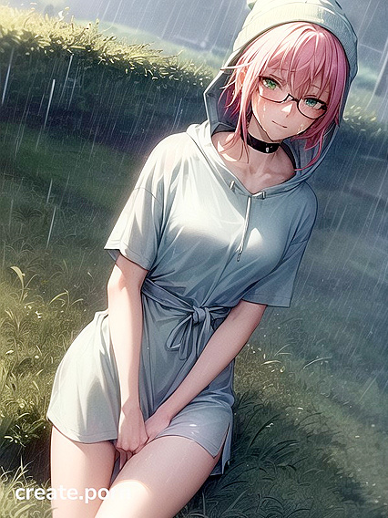 Freckled Cutie in Extra Large Green Hoodie Seduces in Steaming Hentai AI Image
