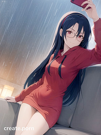 Blue-Haired Girl 18+ with a Sweet Smile Stares Intensely in Seductive Hentai AI Image