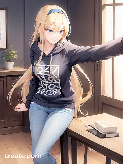 Blue-Haired Girl 18+ with a Sweet Smile Gives Sharp Stares in Seductive Hentai AI Image