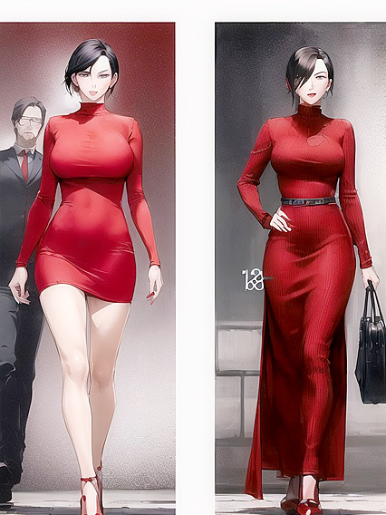 Ada Wong in Seductive Red Knit Dress for Erotic Hentai Pleasure