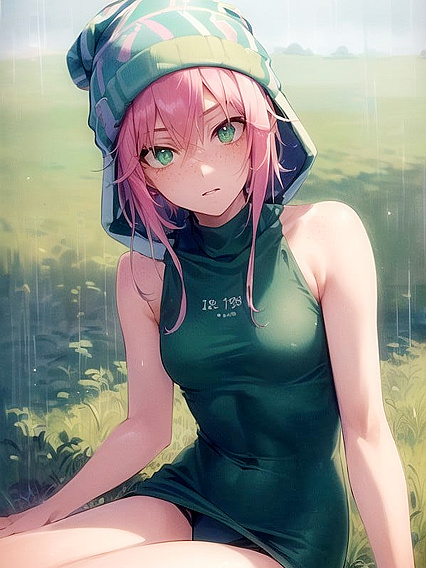 Freckled Beauty inPastel-Colored Oversized Hoodie for Sensual Hentai Pleasure