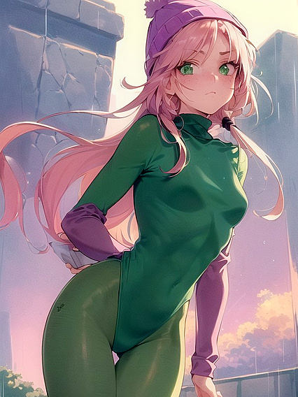 Freckled Goddess in Green and Pastel hues for Sensual Hentai Pleasure