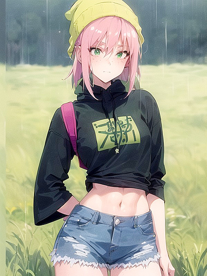 Freckled Beauty Wears Oversized Hoodie for Sexy Anime Action