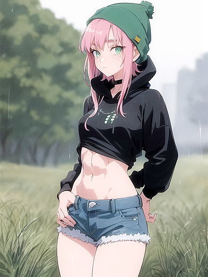 Freckled Girl 18+ in Oversized Green Hoodie Takes On Exciting hentai Adventures