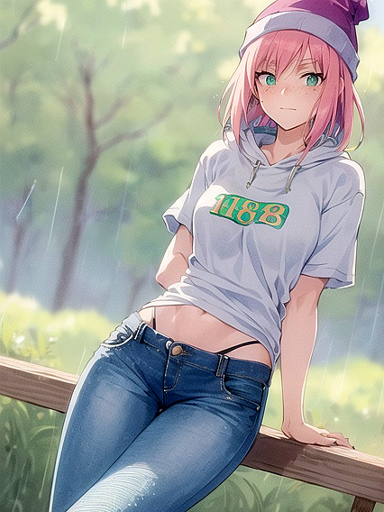 Freckled Beauty in Pastel Greens Seduces in Mesmerizing Hentai AI Image