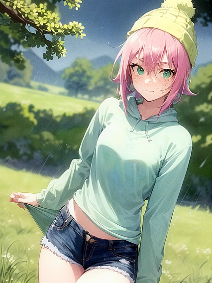 Freckled Beauty in Pastel Greens Enjoys Mind-Blowing Hentai Pleasure