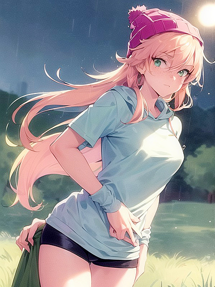 Freckled Cutie in Oversized Hoodie Enjoying Pastel-Colored Hentai Delights
