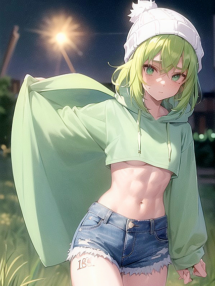 Freckled beauty in pastel hues rocks an oversized hoodie in mind-blowing Hentai AI Image