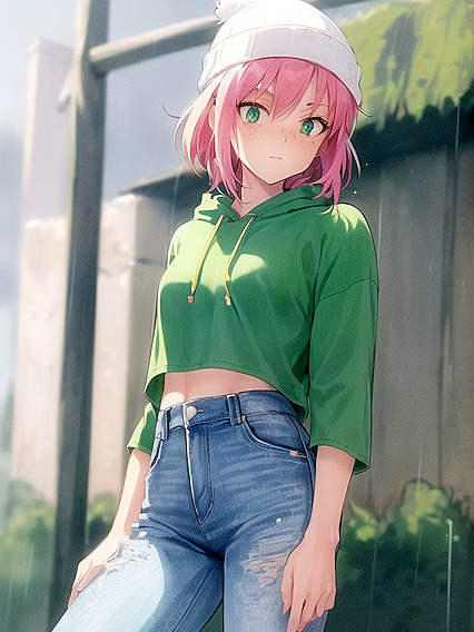 Freckled Beauty in Pastel-Colored Extra Large Hoodie for Steamy Hentai AI Image