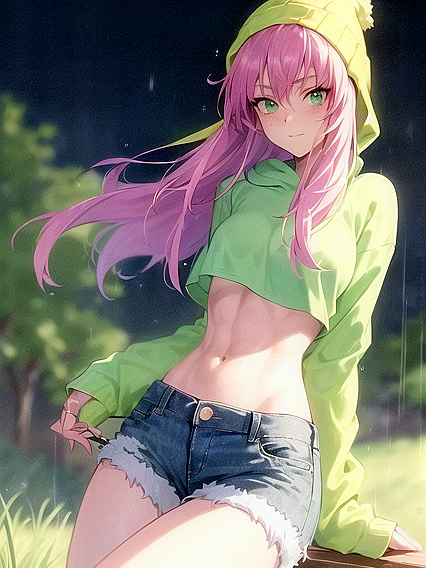 Pastel Green Hoodie Seduction - Extra LargeClothing Fetish Hentai AI Image