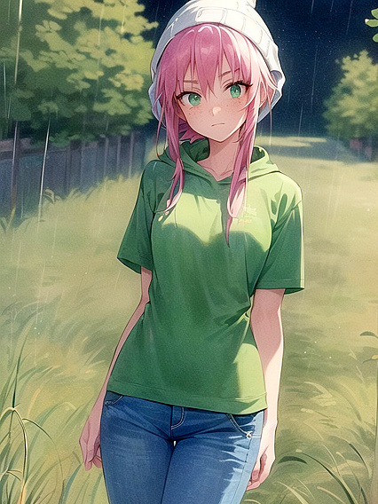 Freckled Cutie in Pastel Greens Teased in Seductive Hentai AI Image