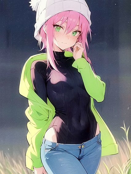 Freckled Beauty Wears Oversized Hoodie in Dreamy Pastel Hentai AI Image