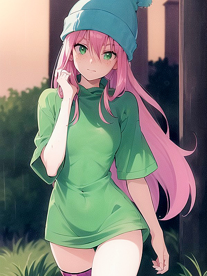 Freckled Cutie in Pastel-Colored Extra Large Hoodie for naughty Hentai Fun