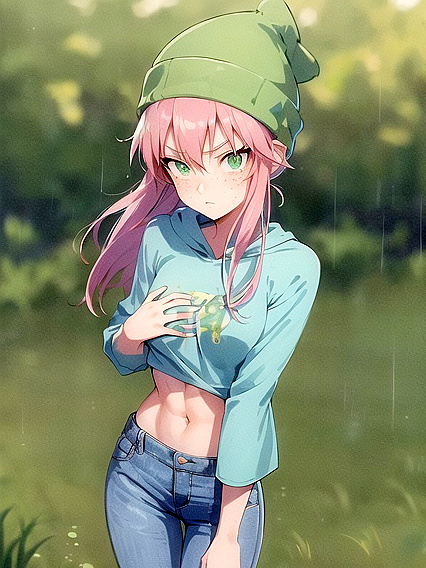 Pastel-Colored Seduction - Girl 18+ in Green Hoodie Explodes in hentai Pleasure