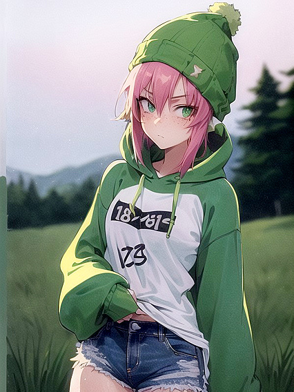 Freckled Beauty in Pastel Greens Seduces in Mind-Blowing Hentai AI Image