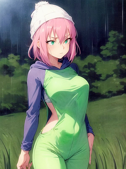 Freckled Beauty in Pastel Greens Takes Center Stage in Mesmerizing Hentai AI Image