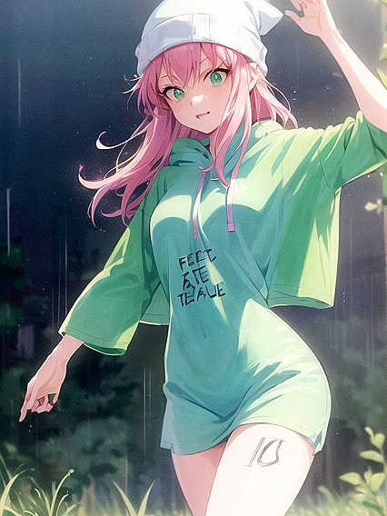 Freckled Girl 18+ in Green Hoodie Seduces You in Extra Hot Hentai AI Image