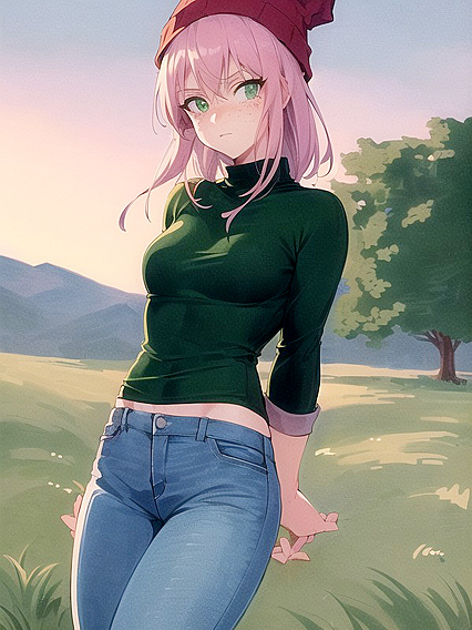 Freckled Girl 18+ in Pastel-Colored Extra Large Hoodie for Steamy Hentai AI Image