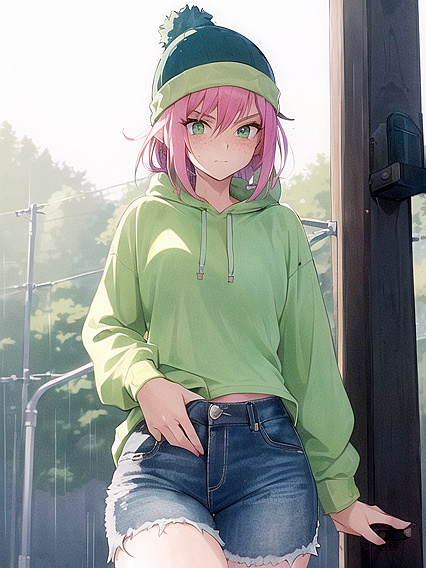 Freckled Beauty in Pastel Greens Takes OnMind-Blowing Hentai AI Image