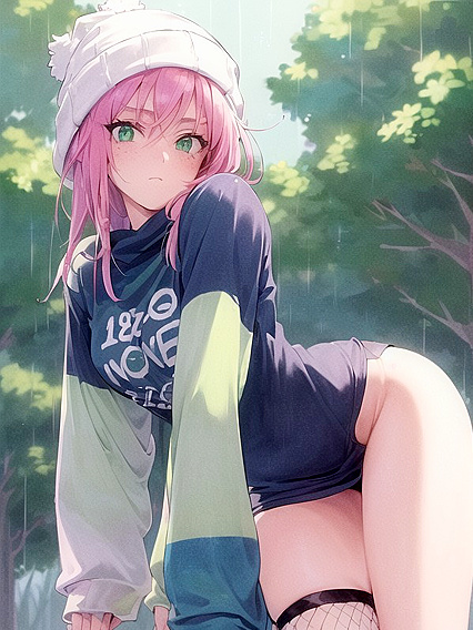 Soft Pastel Colors and Extra Large Hoodie in Seductive Green Clothing Hentai AI Image