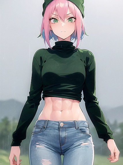Freckled Beauty in Pastel Greens Enjoys Intense Hentai Pleasure