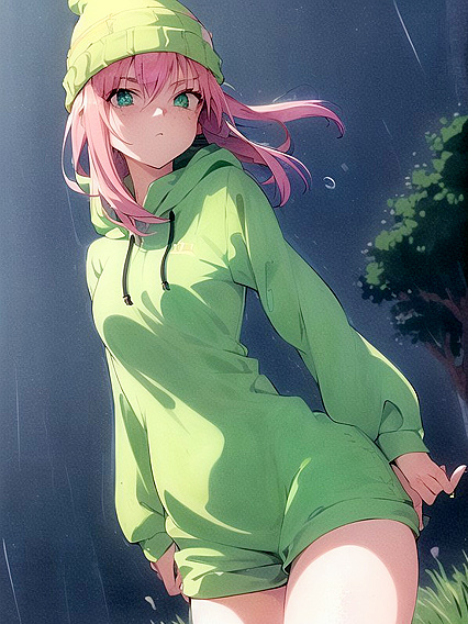 Freckled Beauty in Green and Pastel Shades Enjoying Intense Hentai Pleasure
