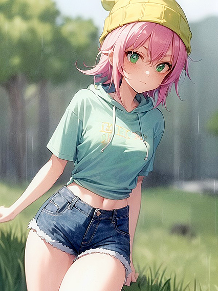 Freckled Beauty in Green and Pastel-Colored hentai Pleasure