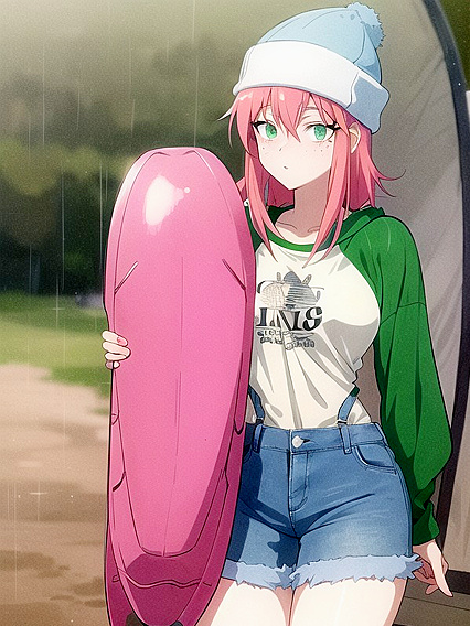 Pastel-Colored Cutie in Green Hoodie Exploring Horny Hentai Fantasies