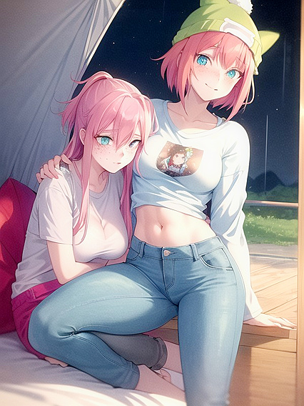 Freckled Beauty in Green Clothing and Oversized Hoodie for Steamy Hentai AI Image
