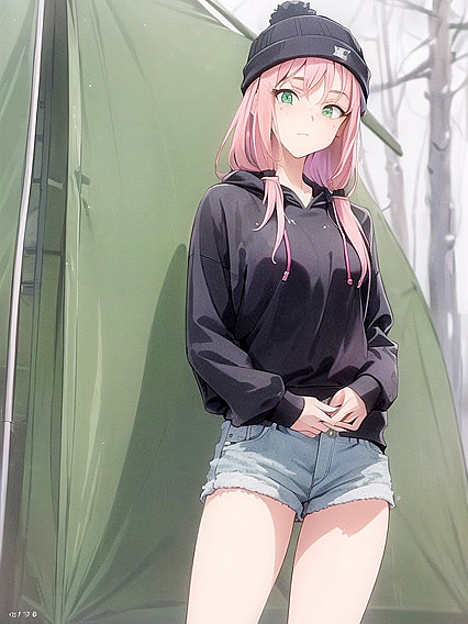 Freckled Beauty in Green Clothes Wears Oversized Hoodie for Horny Hentai Fun
